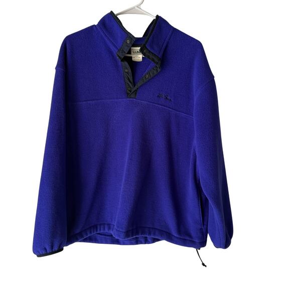 Vintage LL Bean Pullover Womens Large Fleece Snap Front Made USA 90s Outdoors - Picture 1 of 7